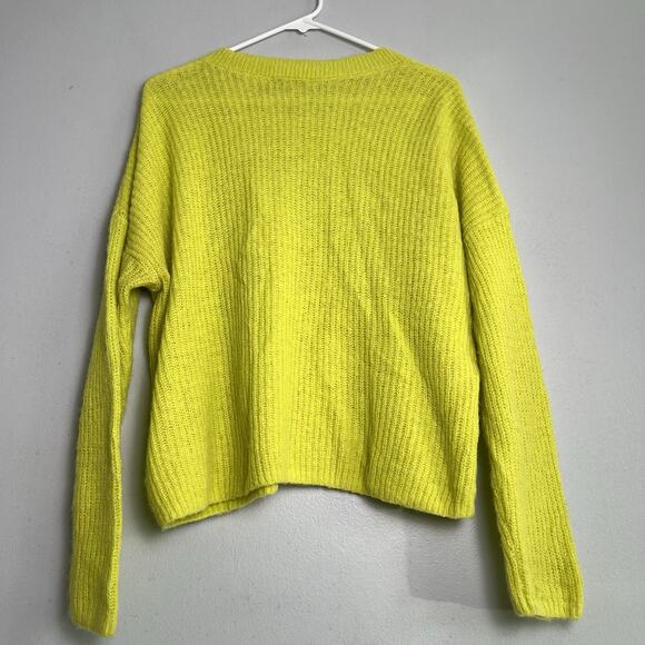 Madewell Womens Alpaca Blend Crew Neck Sweater Sz L Ribbed Lightweight Yellow - Picture 9 of 10